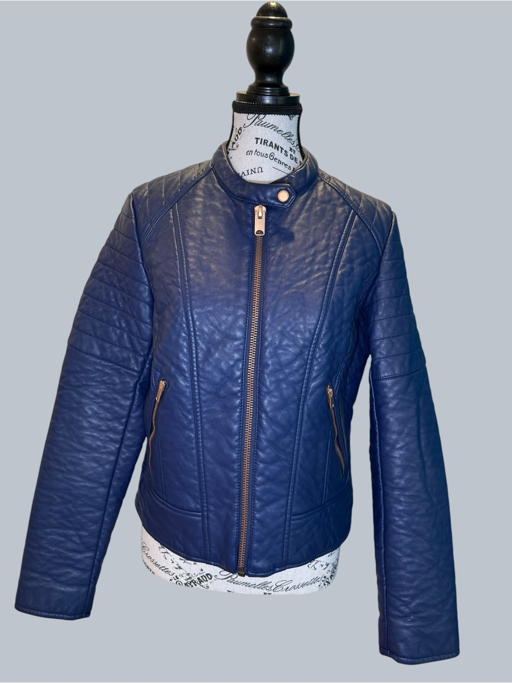 Marc New York Blue Leather Moto Jacket